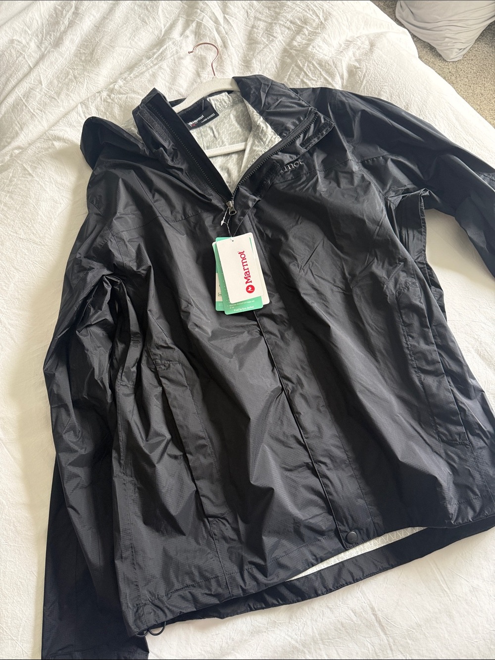 Marmot Black Hooded Waterproof Shell Jacket